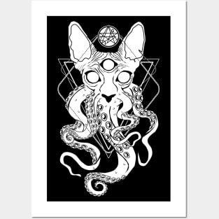 CATHULHU - the cosmic tentacle cat Posters and Art